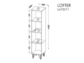 Lofter LO10 RO polcos szekrény