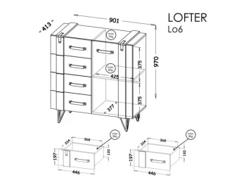 Lofter LO6 K1D4S komód